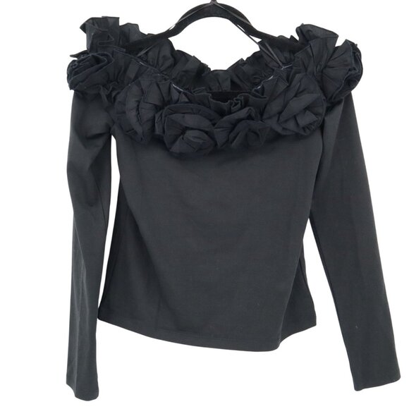 J. Crew Stretch Rosettes Top Women S Black Party Event Black Tie Semi Formal NWT - Picture 2 of 16